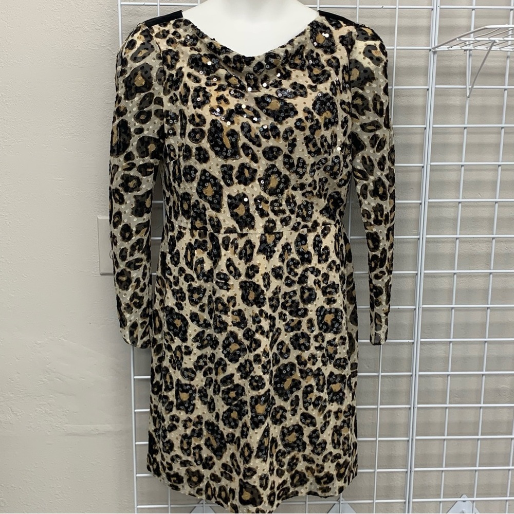 Antonio Melani Formal Dress, Leopard Print with Sequin embellishments.  Size 14